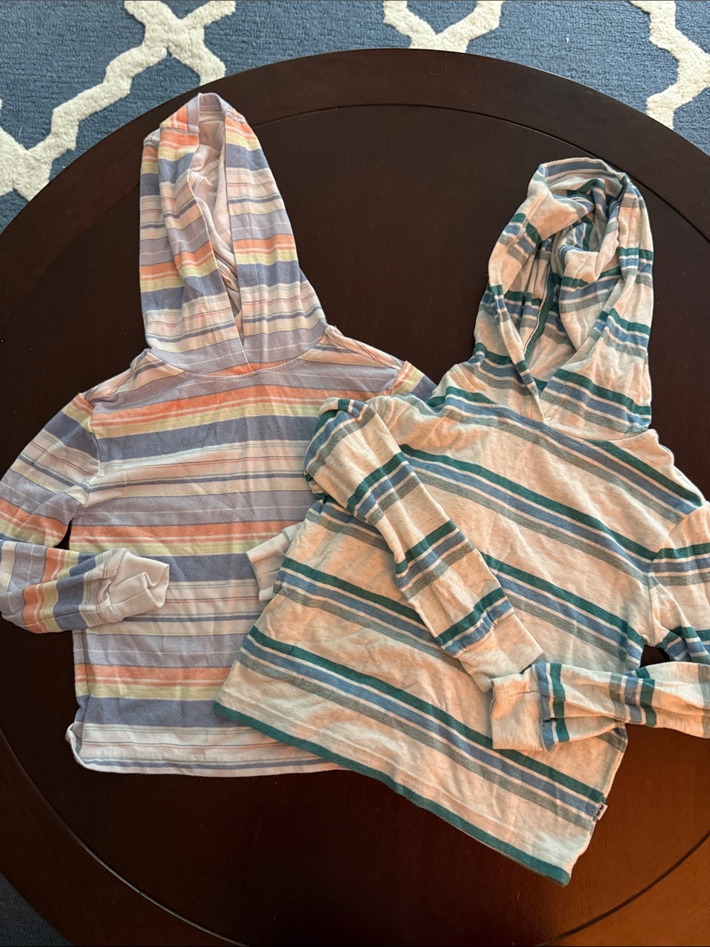 Little Sleepies Kids Striped Long Sleeve Hooded Tops - Blue, Teal & Orange